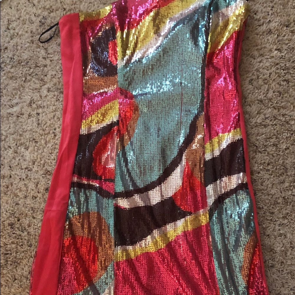 H&M Colorful Sequin SZ 8 Strapless Mini dress